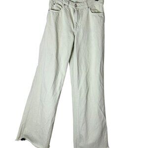 MANGO Pale Lemon Yellow Wide Leg Denim Jeans Size 4